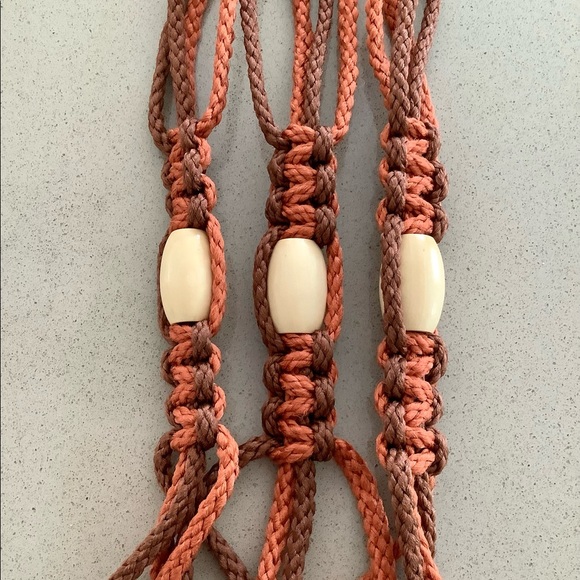 NEW Handmade Macrame Plant Hanger Orange & Brown - Picture 7 of 8
